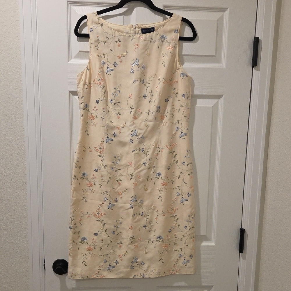 Ann Taylor Cream Floral Midi Dress